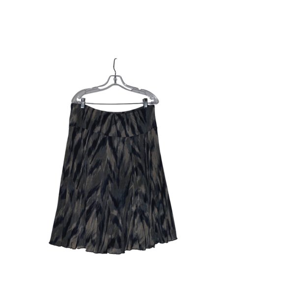 Coldwater Creek Gray Black Print Flare Polyester Lining Skirt L/14 - Picture 3 of 6